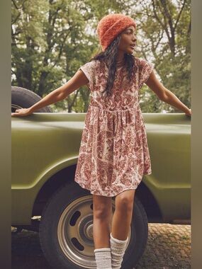 FREE PEOPLE
All The Time Velvet Mini Dress In Pink in XL